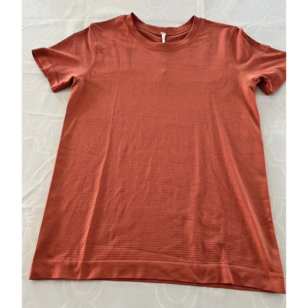 Lululemon Breeze By Short Sleeve Women’s 6 Orange/Rustic Coral Vented Breathable